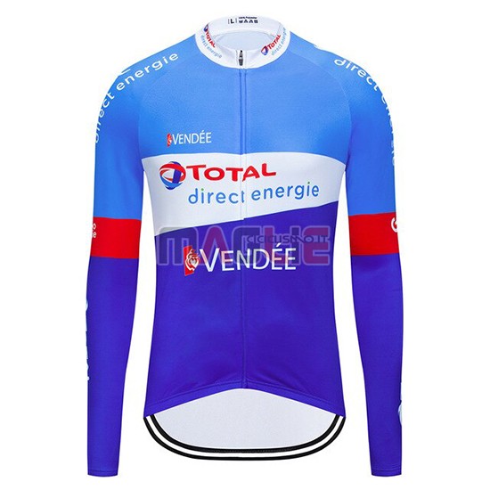 Maglia Direct Energie Manica Lunga 2019 Blu Bianco